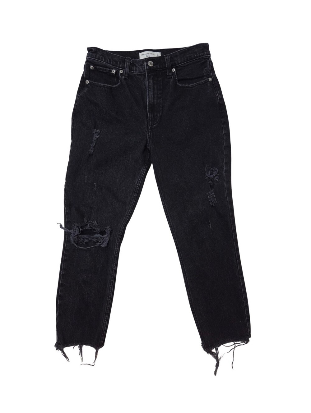 Abercrombie & Fitch Womens 27 / 4S Distressed Jeans Mom Black 80s 90s Grunge